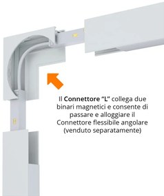 Connettore "L" Verticale per Binario Magnetico a Superficie - Bianco Connettori Binari  Tipo L Verticale