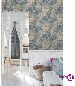 DUTCH WALLCOVERINGS Carta da Parati Cemento Grigio e Verde