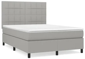 Giroletto a molle con materasso grigio chiaro 140x200cm tessuto
