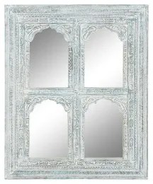 Specchio da parete Home ESPRIT Turchese Legno Decapaggio 110 x 8 x 1120 cm