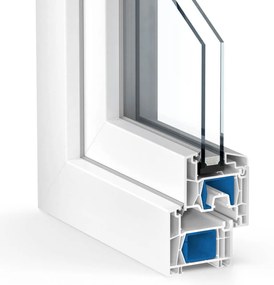 Finestra PVC Kömmerling 70 AD, bianco RAL 9016, 500 x 500 mm, vetri fissi, configurazione individuale