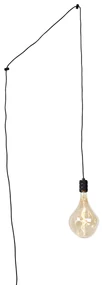 Lampada a sospensione nera con spina incl. PS160 oro dimmerabile - Cavalux