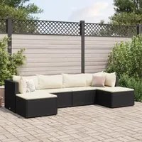 Set Mobili da Giardino 6 pz con Cuscini in Polyrattan Nero 3308240