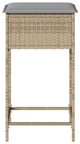 Sgabelli da bar con cuscini 2 pz beige in polyrattan