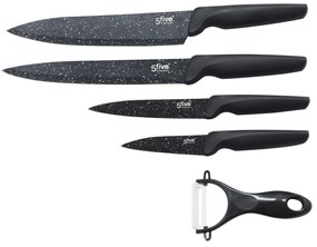Set 4 coltelli e pelaverdure neri Caractere