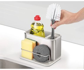 Set portaspugna e detersivo piatti in metallo argentato Surface - Joseph Joseph