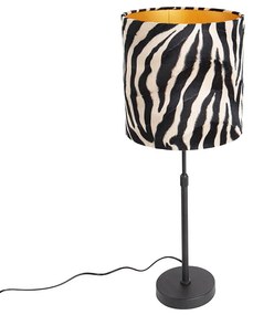 Lampada da tavolo con paralume nero a stampa zebrata 25 cm regolabile - Parte