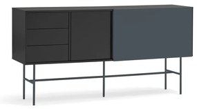 Cassettiera bassa nero-antracite con ante scorrevoli 180x91 cm Nube - Teulat