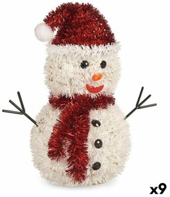 Statua Decorativa Pupazzo di Neve Tinsel Bianco Rosso polipropilene PET 24 x 26 x 14 cm (9 Unità)