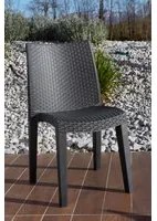 Sedia da esterno Trieste, Seduta da giardino, Sedia per tavolo da pranzo, Poltrona outdoor effetto rattan, 100 % Made in Italy, Cm 48x55h86, Antracite