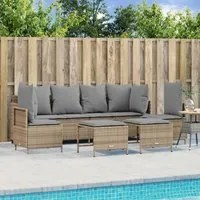 Set Divano da Giardino 5 pz con Cuscini Beige in Polyrattan 3261548