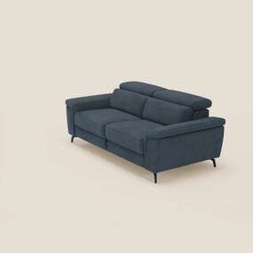 Estro Divano 3 posti con pouf estraibile - poggiatesta reclinabili in tessuto impermeabile T14 blu