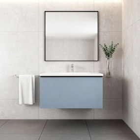 Mobile da bagno sospeso sotto lavabo Pixel plain 1 cassetto L 60 x H 40 x P 45.5 cm blu indaco e maniglia alluminio nero opaco