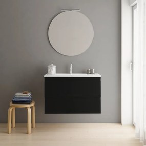 Mobile bagno sospeso con lavabo L 80 x H 56 x P 46 cm grigio grafite opaco in mdf 2 cassetti per vasca centrale Pull, piedini non inclusi