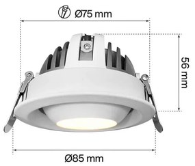 Faro LED da Incasso 12W Nero Ø75mm IP40 Orientabile con driver Philips Colore Bianco Variabile CCT