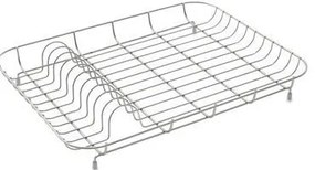 Scolapiatti basso in filo di ferro cromato , 43 x 33 x 7 cm - Addis