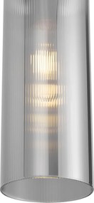 Lampada a sospensione Art Déco Nera con vetro fumé per sistema a binario monofase - Iconic Laura