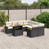 Set Divani da Giardino 9 pz con Cuscini Nero in Polyrattan 3273002