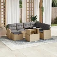 Set Divano da Giardino 8 pz con Cuscini Beige in Polyrattan 3274839