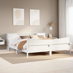 Giroletto Senza Materasso Bianco 200x200 Cm Legno Massello Pino /