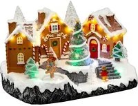 Casette pan di zenzero, villaggio di Natale con luci