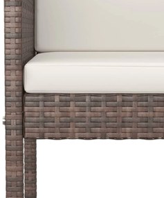 Set bar da giardino 5 pz con cuscini in polyrattan marrone