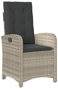Set da pranzo da giardino 7 pz cuscini polyrattan grigio chiaro