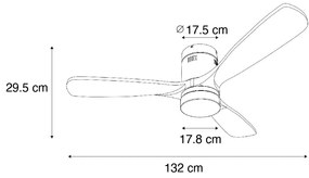 Ventilatore da soffitto smart nero 132 cm con LED dimmerabile e telecomando - Sofia