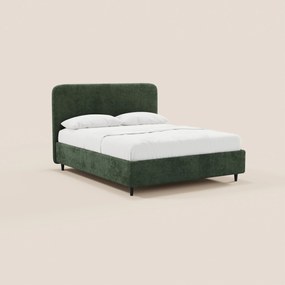 KAELOS letto minimal imbottito - vano contenitore, piedi alti e testiera arrotondata in tessuto ciniglia
