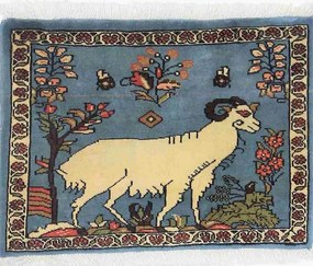 Sarouk Tappeto 60x40 Blu (Iran) Annodato A Mano