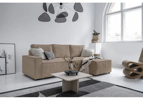 Divano letto angolare in velluto a coste beige Brave Dave - Miuform