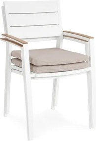 Sedia Da Esterno In Alluminio Con Braccioli E Cuscino Zelmar Bianco Bizzotto
