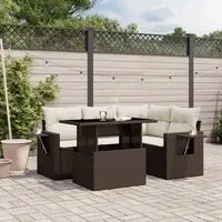 Set Divano da Giardino 5 pz con Cuscini Marrone in Polyrattan 3267883