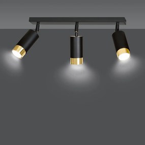Lampadario da Soffitto in Acciaio HIRO 3 Nero Oro 3xGU10