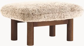 Poggiapiedi in legno di quercia con rivestimento in pelle di pecora Brasilia