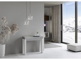 Consolle allungabile 90x40/300 cm Naxy Mix piano Cemento - struttura Bianco Frassino