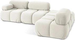 Divano angolare componibile bianco (con penisola a destra) con rivestimento in velluto Lokua – Makamii