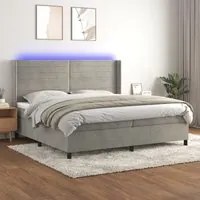 Letto a Molle Materasso e LED Grigio Chiaro 200x200 cm Velluto 3139643