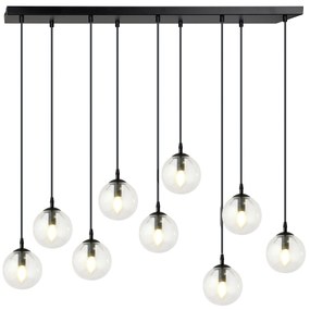 Lampadario a Sospensione in Acciaio e Vetro COSMO 9 Nero 9xE14
