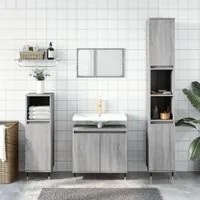 Set Mobili da Bagno 3 pz Grigio Sonoma in Legno Multistrato 3190273