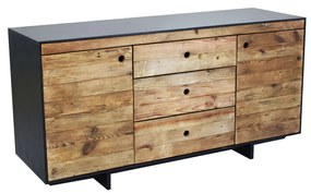 PINUS BLACK - madia 2 ante 3 cassetti in pino riciclato