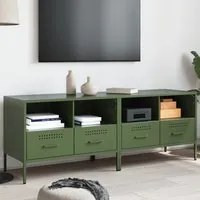 Mobili TV 2 pz Verde Oliva 68x39x50,5cm Acciaio Laminato Freddo 843051