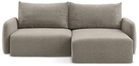 Divano angolare beige allungabile/con contenitore (con penisola a destra) Kalena – Makamii