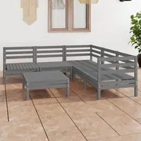 Set Salotto da Giardino 6 pz in Legno Massello di Pino Grigio 3083001