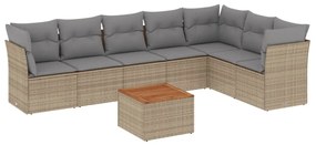 Set divano da giardino 8 pz con cuscini beige in polyrattan