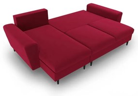 Divano angolare rosso allungabile e con contenitore con rivestimento in velluto Kyoto – Cosmopolitan Design
