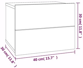 Comodini Rovere Fumo 2 pz 40x30x30 cm Legno Multistrato