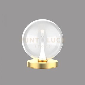 Lampada da tavolo bolla, metallo oro + vetro trasparente, led 4,5w...