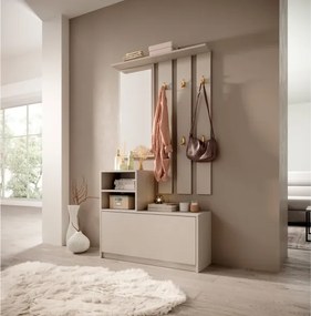 Mobile Da Ingresso  Con Scarpiera Appendiabiti E Specchio Lind Tortora