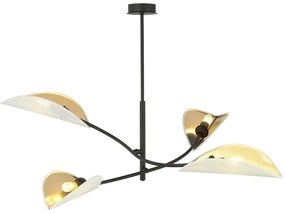 Sospensione Nordica 4 Luci Ares In Acciaio Nero Bianco E Oro Bracci Regolabili